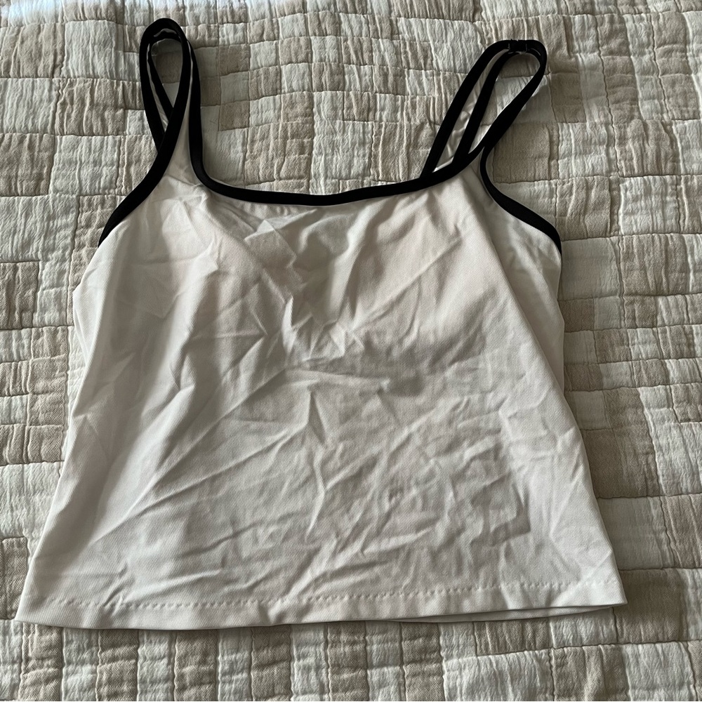 Vintage Maxine of Hollywood Scoop Tankini Top in White with Black Trim - Size 12